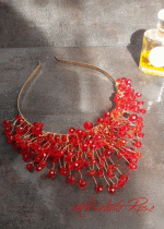 Дизайнерска кристална корона за коса Red Rose